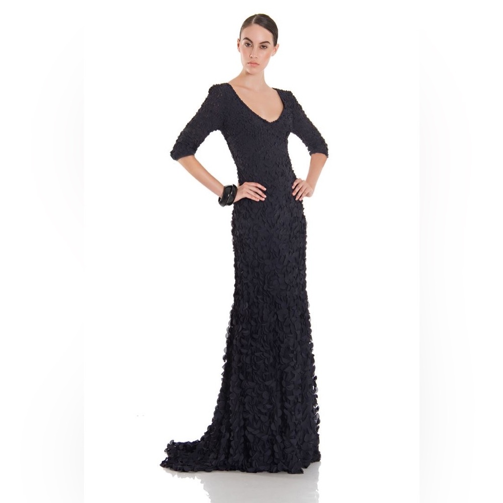 Women’s THEIA Navy Blue Petal Embellished Formal Gown Special Occasion Dress 8